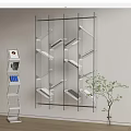 Modern Glass Wall Mounted Bookcase With Multiple Shelves And Green Plant