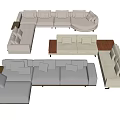 Light Upholstered Modular Sofa Set With Various Sectional Configurations And Armrests 3d model