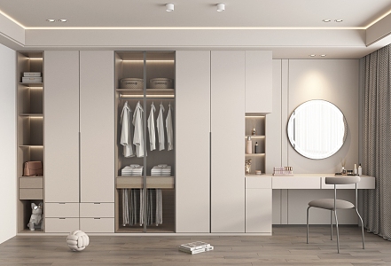 modern wardrobe cream wardrobe 3d model