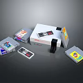 Vintage Nintendo Classic Game Console With Controllers And Game Cartridges