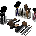 Assorted Cosmetic Makeup Brushes With Different Sizes Shapes And Soft Bristles For Beauty