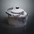 Classic Vintage Kettle As Traditional Household Appliance With Metal Body Handle And Spout