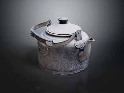 Classic Vintage Kettle As Traditional Household Appliance With Metal Body Handle And Spout 3d model