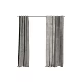 Elegant Layered Curtains With Gray Velvet Panels And White Sheer Lining
