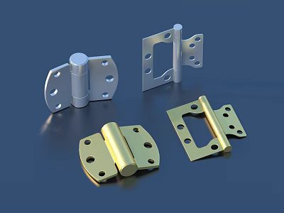 Metal Hinges in Silver and Gold with Various Designs for Furniture 3d model