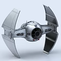 Detailed Silver TIE Fighter Model With Black Wings And Cockpit Design