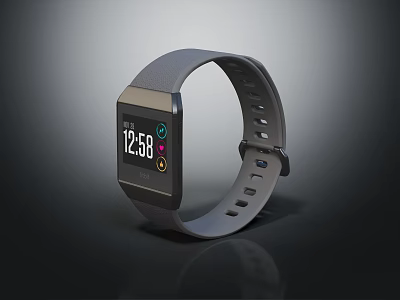 Gray Smart Watch With Digital Display Color Icons And Gray Wrist Strap Design 3d model