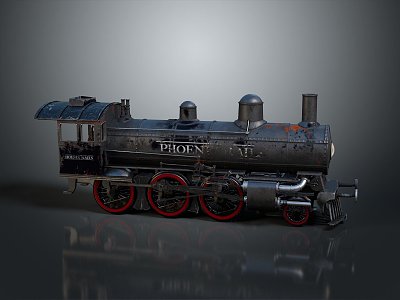 vintage train steam train carriage locomotive head steam carriage train vehicle 3d model