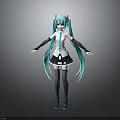 Anime Style Child Character With Turquoise Long Hair Pink Hair Accessories White Top Blue Tie And Outstretched Arms
