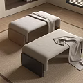 Cream Nordic Shoe Changing Stool Nordic Shoe Changing Stool Bed End Stool Sofa Stool Bench Solid Wood Fabric Shoe Changing Stool Sofa Towel 3d model