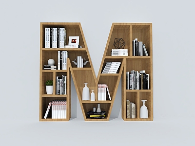 Bookcase Bookshelf Container Creative Bookcase Letter Bookcase model