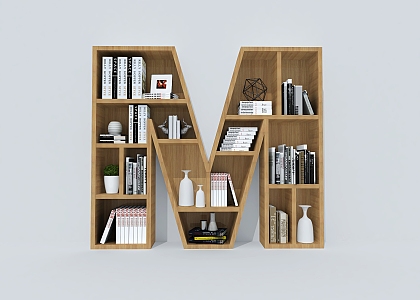 Bookcase Bookshelf Container Creative Bookcase Letter Bookcase 3d model