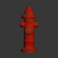 Red Fire Hydrant With Detailed Structure And Reflective Base On Dark Surface