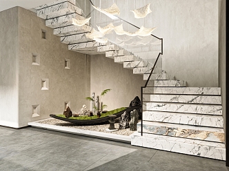 Modern Staircase Chandelier 3d model