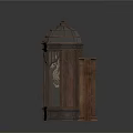 Vintage Dark Colored Hexagonal Birdcage Structure With Dome Top And Spire Decoration
