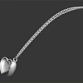 Blue Cat Design Silver Necklace With Two Heart Shaped Pendants 3d model