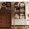 Classic Wooden Chest of Drawers with Brass Handles and Decorative Top Trim