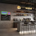 Industrial Style Bar With Brick Wall Green Plants And Chic Furniture