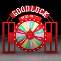Colorful Good Luck Spinning Wheel With Red Frame And Fortune Sections