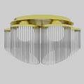 Modern Elegant Ceiling Light With Gold Base And Transparent Glass Strips Decorative Design