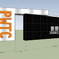 Modern Feature Wall with PMTC Logo and World Trade Center Black Panel Design