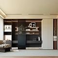 Modern TV Background Cabinet With Storage Shelves And Decorative Items In Living Room