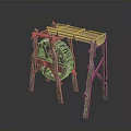 Traditional Handcrafted Wooden Spinning Wheel With Frame And Stand Structure