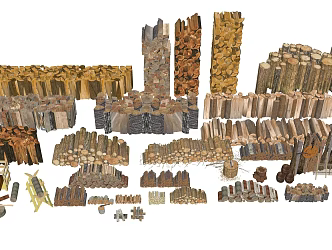 Pile Yuen Road Pile Road Pile Fence 3d model