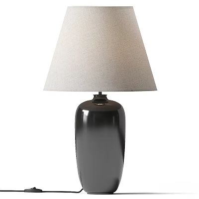 Modern Minimalist Table Lamp With Black Base And Off White Lampshade For Home Decor 3d model