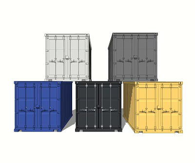 Industrial Equipment Containers In Various Colors For Efficient Industrial Logistics 3d model