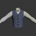 Stylish Blue Vest Paired With White Long Sleeve Shirt For Casual Outfit