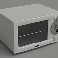 White Electric Stove with Black Glass Door Silver Control Panel Knobs and Bottom Wheels 3d model