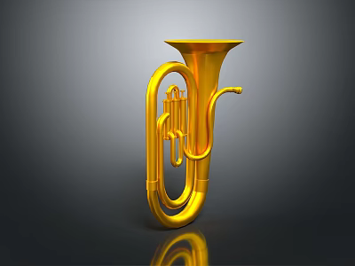 Golden Tuba Shaped Decorative Household Item For Home Interior Decoration 3d model