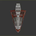 Red And White Sci Fi Spaceship Model With Command Module And Star Emblem 3d model