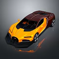 Bugatti Sports Car Orange And Brown Exterior With Sleek Aerodynamic Body And Modern Design