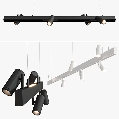 Modern Black and White Track Ceiling Downlights and Spotlights for Interior Lighting Design 3d model