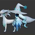 Two White Blue Cartoon Characters With Fluffy Tail Fox And Ice Crystal Hat Decorations