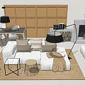 Modern Living Room Interior With Large Windows Forest View Sofa Coffee Tables And Rug