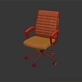Orange Padded Office Chair With Ribbed Backrest Armrests And Swivel Wheeled Base