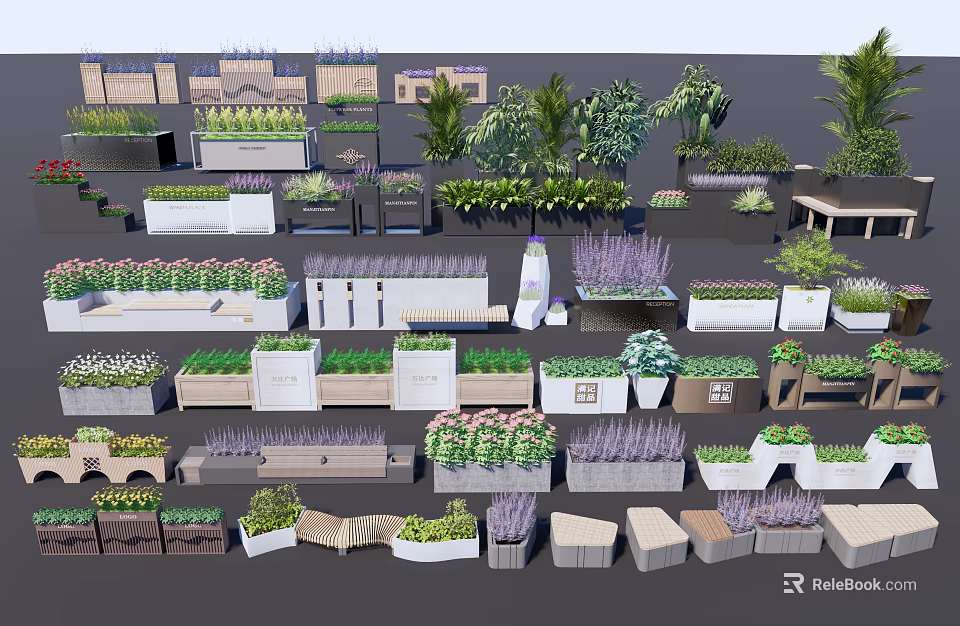 Flower Planters And Pots With Various Designs For Outdoor Garden Decoration 3d model 