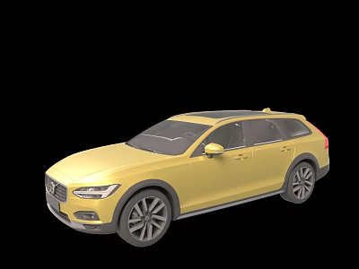 Yellow Station Wagon Car With Sleek Exterior Design And Roof Rack 3d model