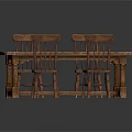 Wooden Dining Table Furniture with Four Rustic Wooden Chairs Classic Design For Home Dining Room