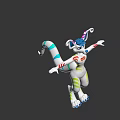 Animated Game Movie Character With Blue Purple Ears Colorful Stripes Arms Outstretched Tail