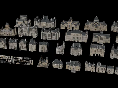 European Architecture Collection With Diverse Classical Styles Historical Details And Distinctive Facades 3d model