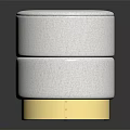 Modern White Round Upholstered Stool with Two Tiered Design and Yellow Base