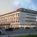 Modern Office Building With Glass Facade And Lavande Hotel Signage In Urban Area