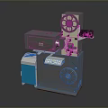 Industrial Machine With Reel Control Panel Wheel And Gray Blue Mechanical Structure Design