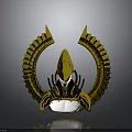 Luxurious Golden Ornate Headdress With Symmetrical Wing Shaped Intricate Decorative Elements
