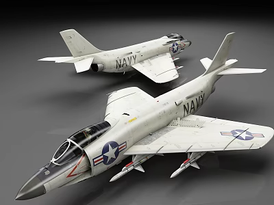 US Navy Fighter Jets With Missiles And Military Insignia On 3d model