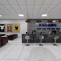 Vehicle Inspection Service Hall with Service Counter Digital Screens Seating Area and Vending Machine